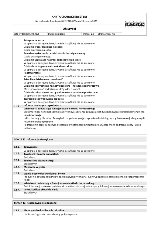 KARTA CHARAKTERYSTYKI SDS