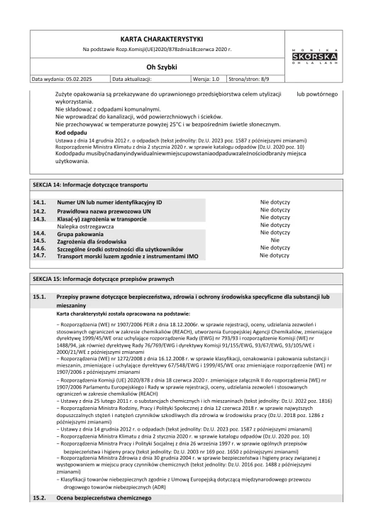 KARTA CHARAKTERYSTYKI SDS