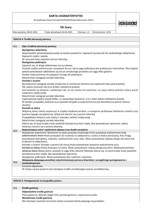 KARTA CHARAKTERYSTYKI SDS