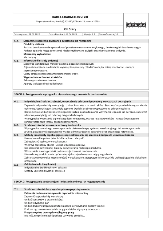 KARTA CHARAKTERYSTYKI SDS