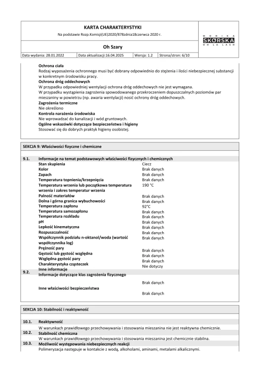 KARTA CHARAKTERYSTYKI SDS