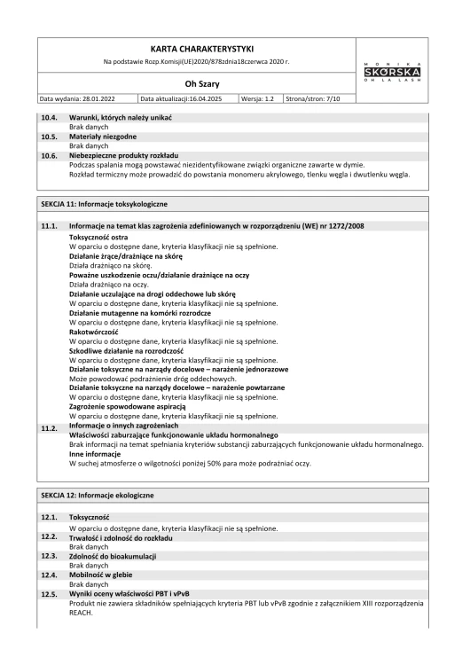 KARTA CHARAKTERYSTYKI SDS